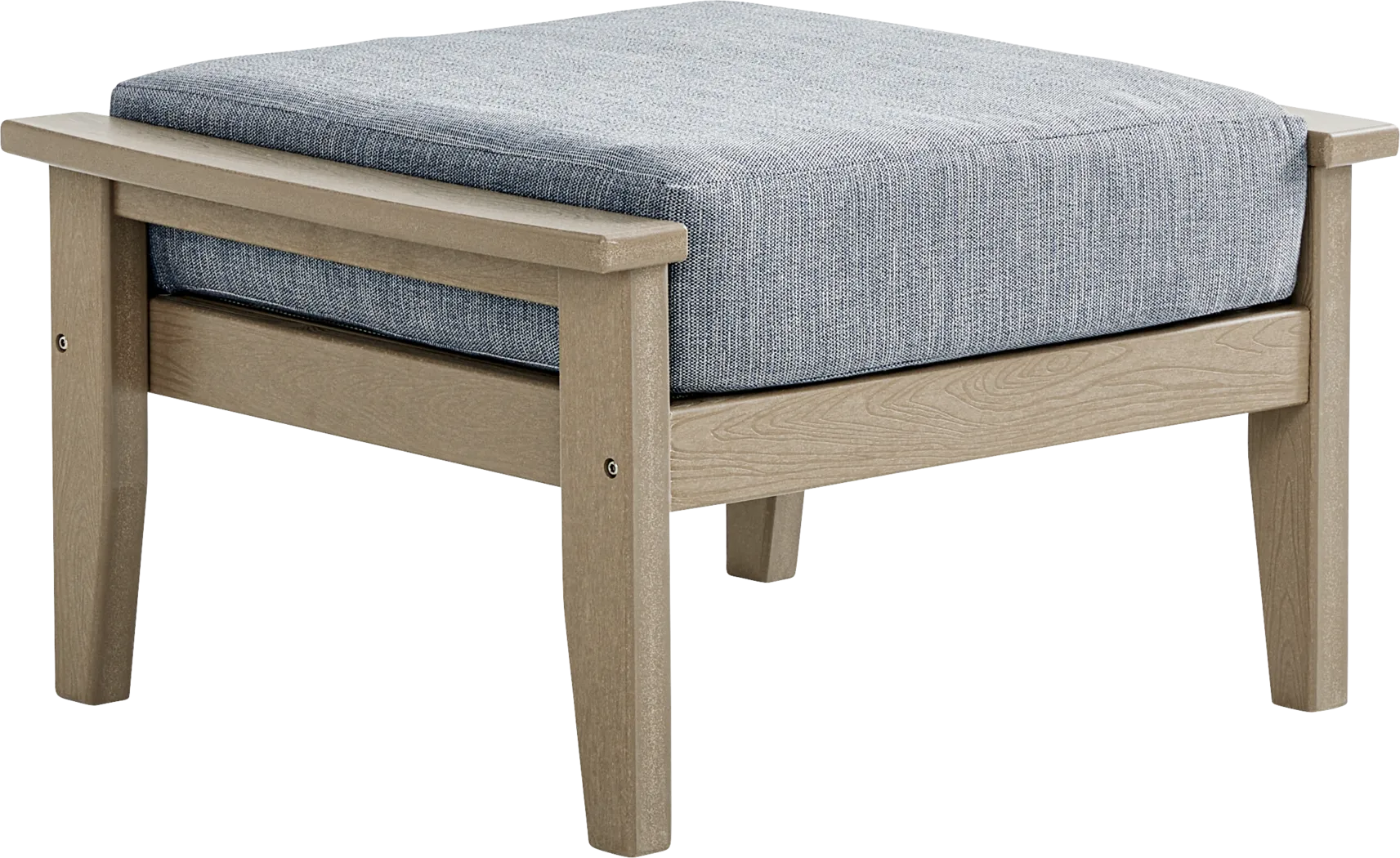 Wakefield Brown Outdoor Ottoman with Denim Cushion - Thumbnail - Image 1