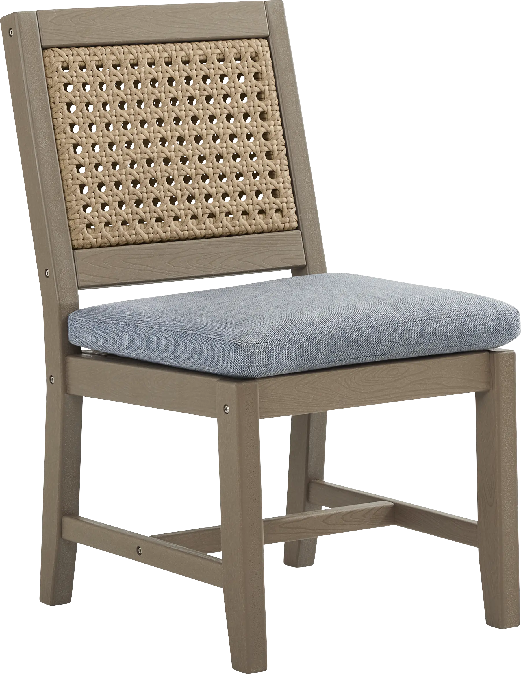 Wakefield Brown 7 Pc 71 in. Outdoor Dining Set with Denim Cushions - Image 4