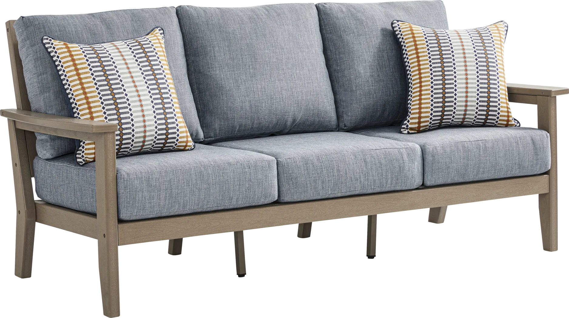 Wakefield Brown Outdoor Sofa with Denim Cushions - Image 3