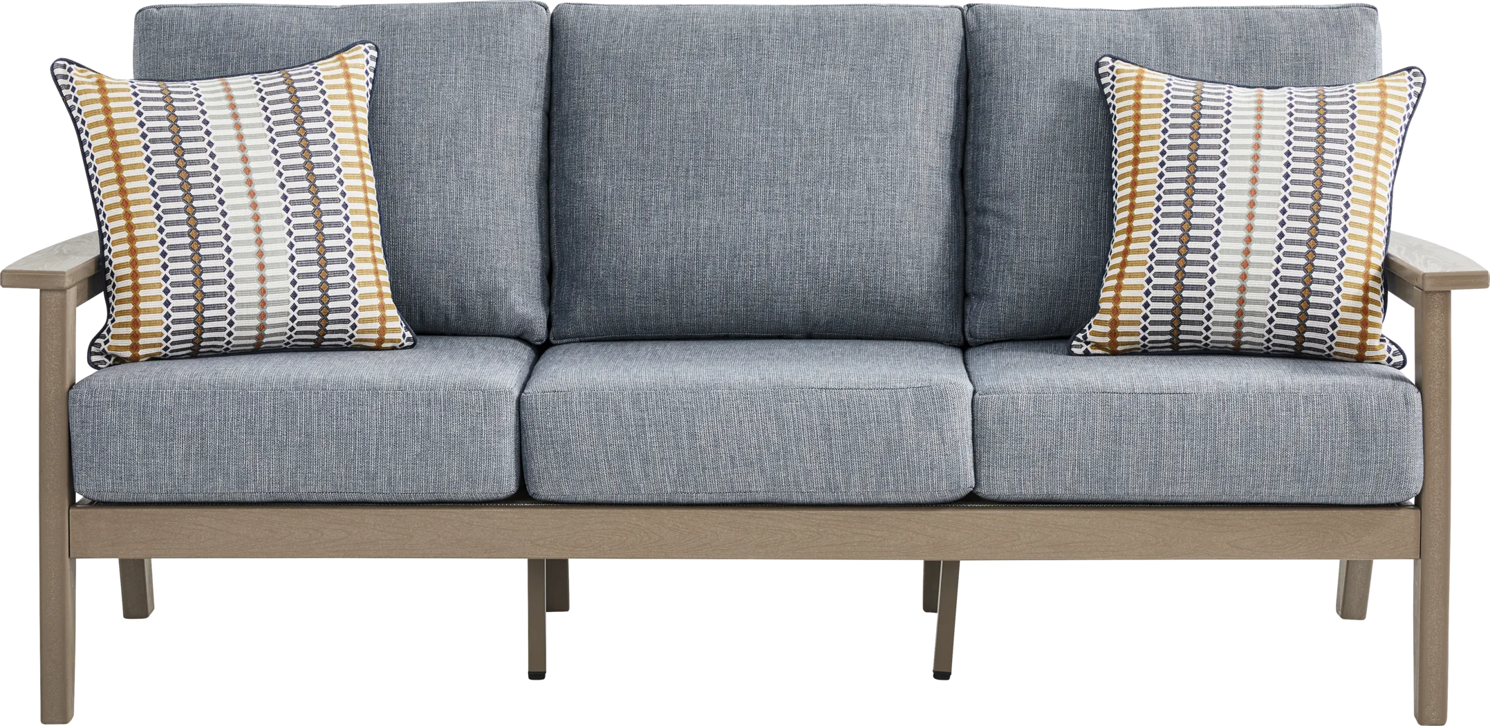 Wakefield Brown Outdoor Sofa with Denim Cushions - Image 2