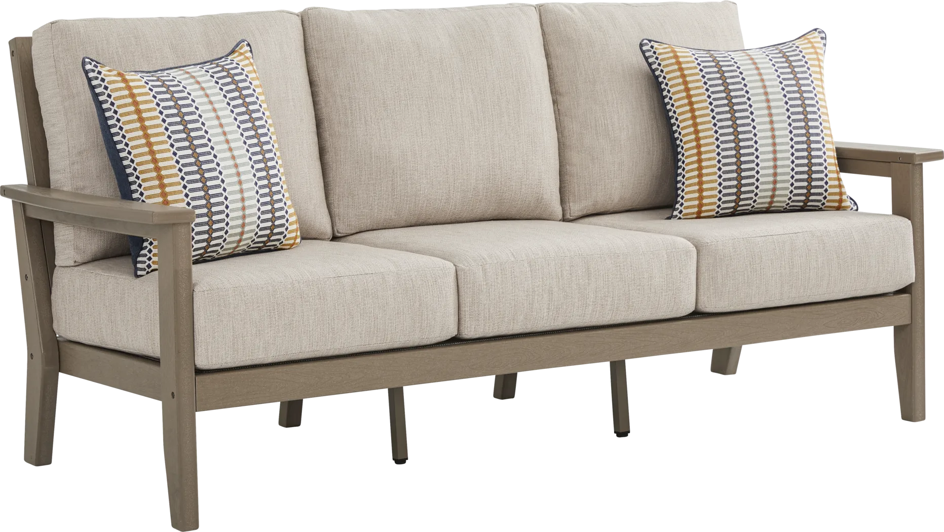 Wakefield Brown Outdoor Sofa with Oat Cushions - Image 3