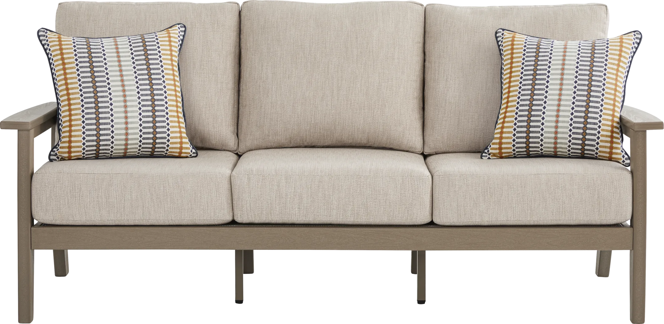 Wakefield Brown Outdoor Sofa with Oat Cushions - Image 2
