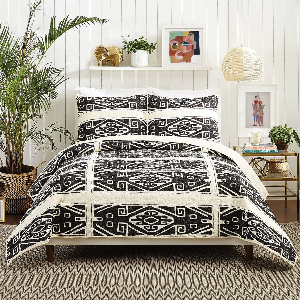Waldin Black Full/Queen 3 Pc Quilt Set - Thumbnail - Image 1