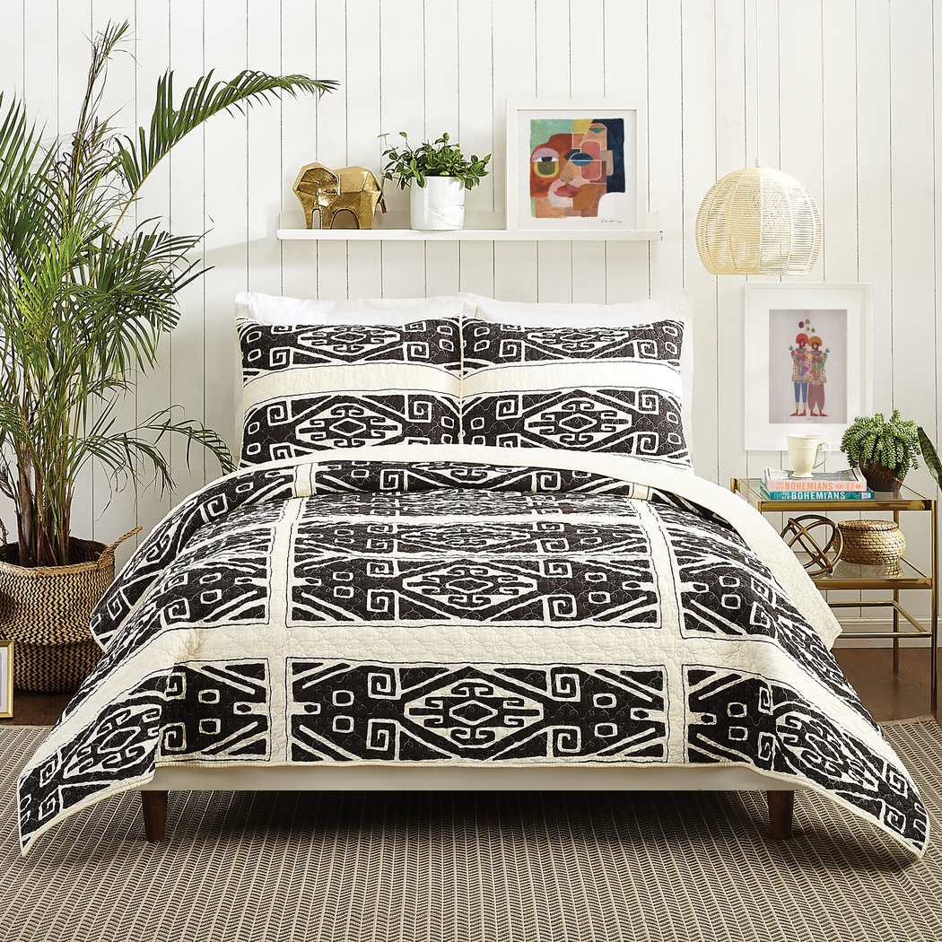 Waldin Black King 3 Pc Quilt Set - Thumbnail - Image 1