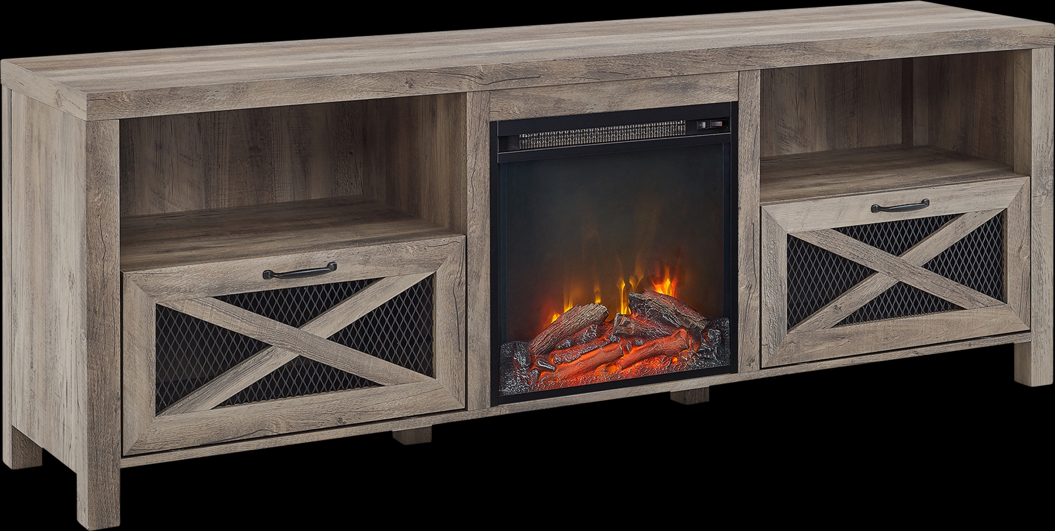 Waldoln Gray 70 in. Console, With Electric Fireplace - Thumbnail - Image 1