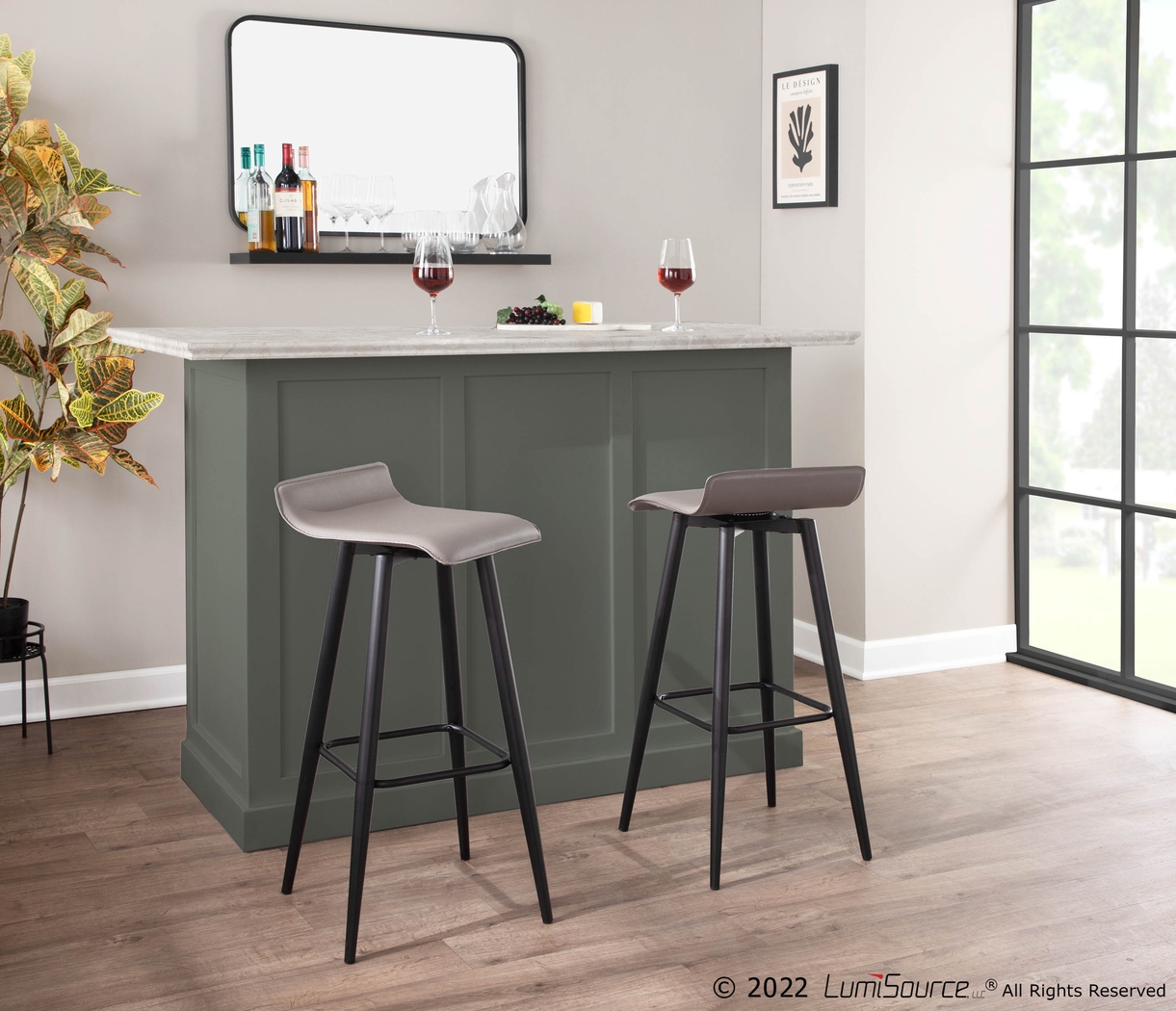 Walhill Gray Barstool, Set of 2 - Thumbnail - Image 8