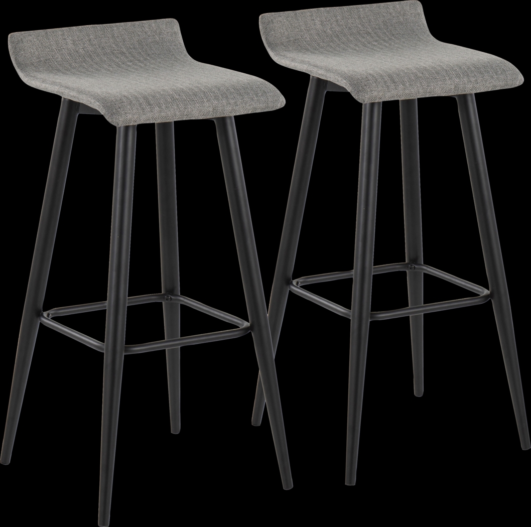 Walhill Gray Fabric Barstool, Set of 2 - Thumbnail - Image 1