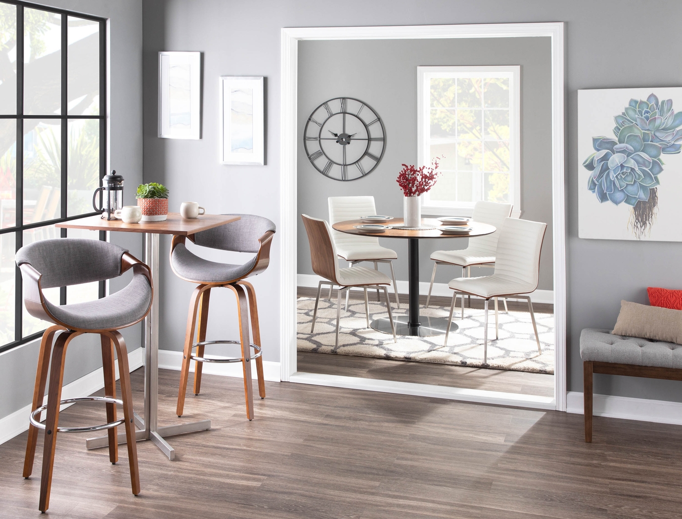 Walincia Gray Barstool, Set of 2 - Thumbnail - Image 3