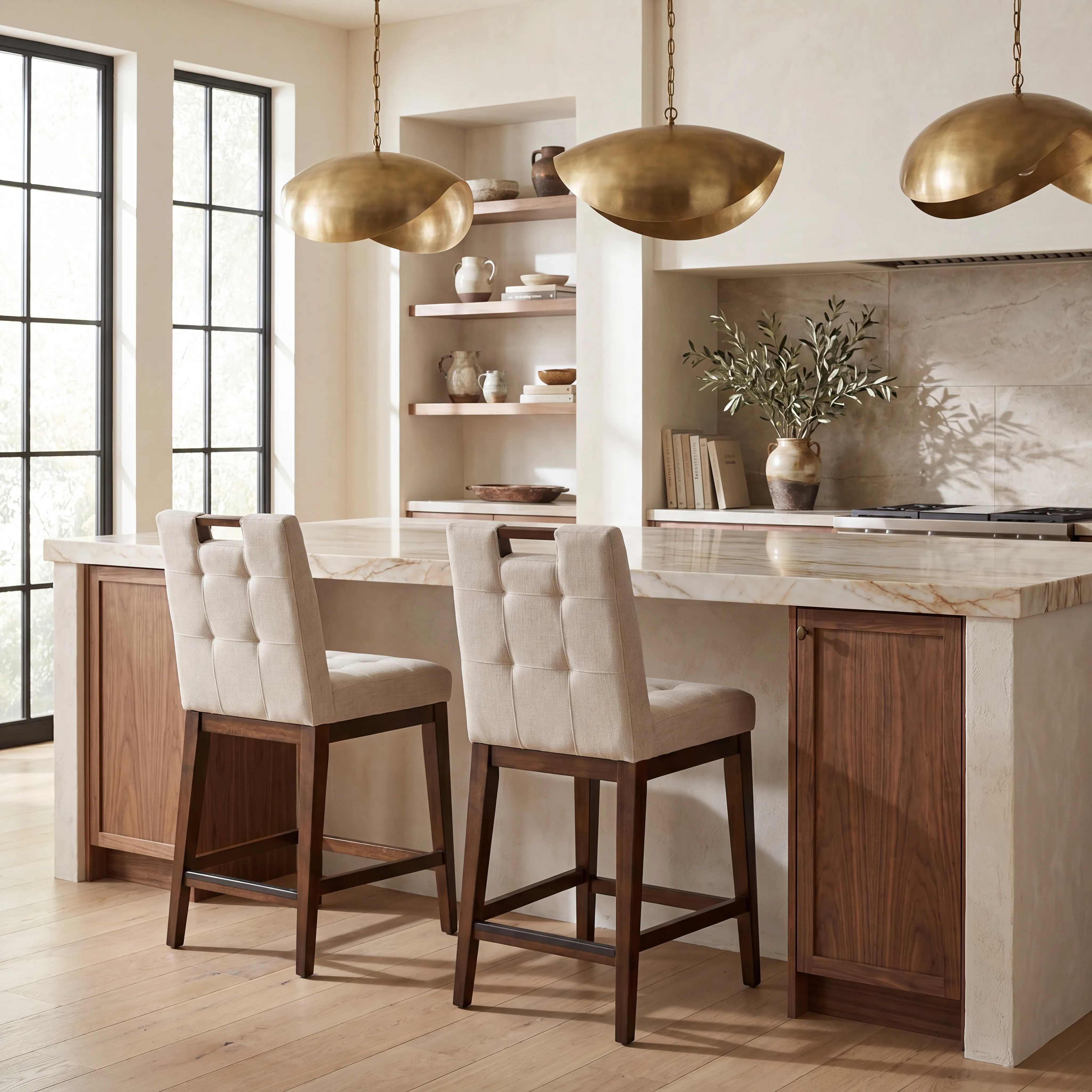 Walstead Place Brown 5 Pc Counter Height Dining Room with Beige Barstools - Thumbnail - Image 8