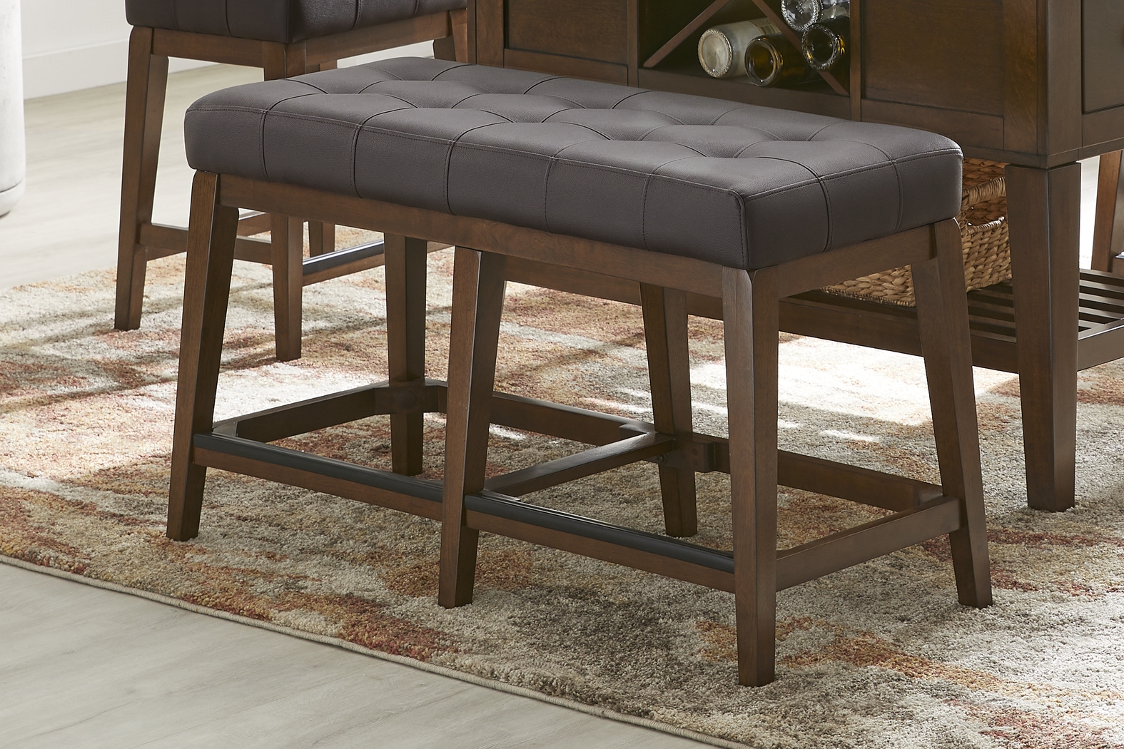 Walstead Place Brown 6 Pc Counter Height Dining Room with Brown Bench and Barstools - Thumbnail - Image 7