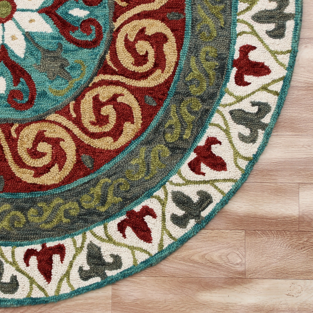 Waltois Ivory/Red 5' Round Rug - Thumbnail - Image 3
