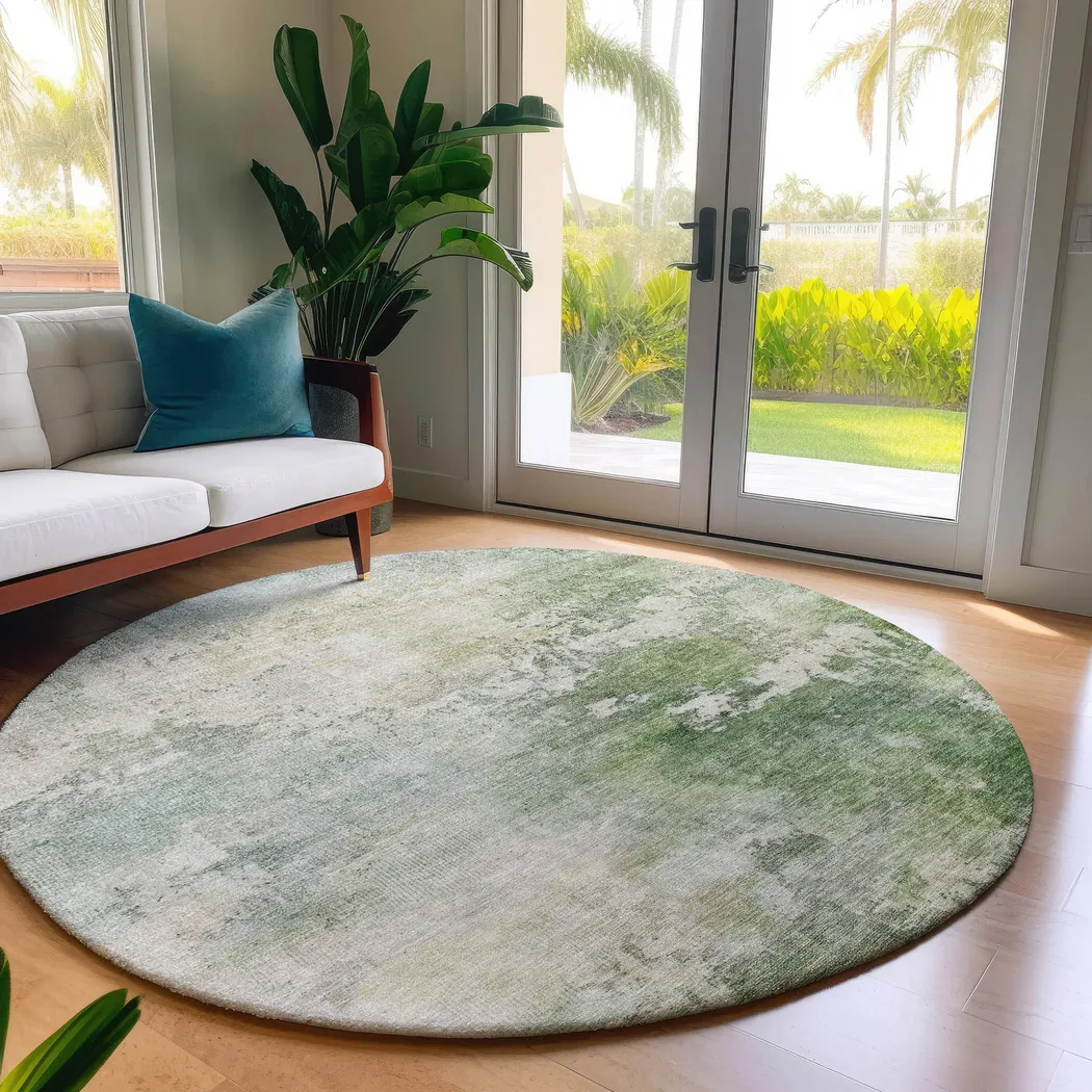 Wandi Green 8' Round Machine Washable Rug - Thumbnail - Image 2