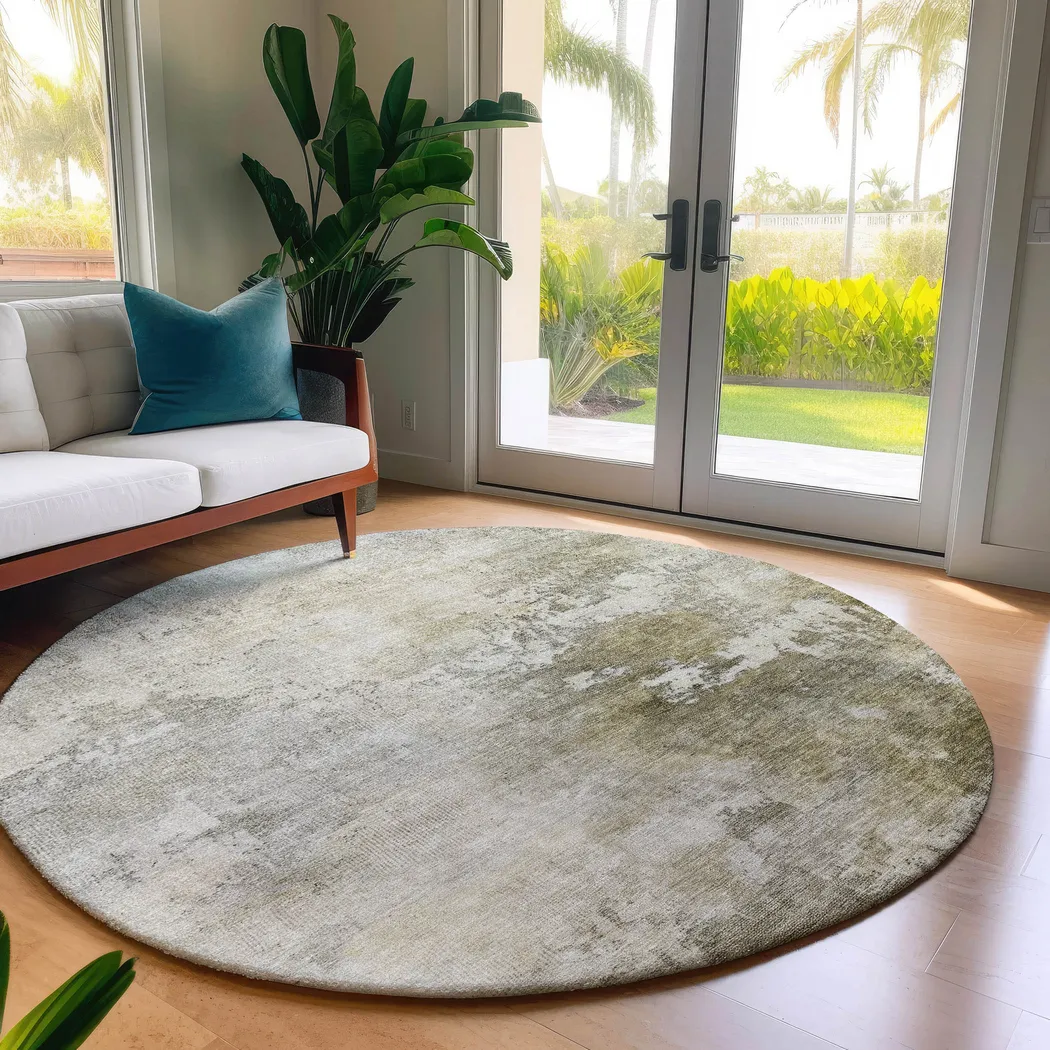 Wandi Tan 8' Round Machine Washable Rug - Thumbnail - Image 2