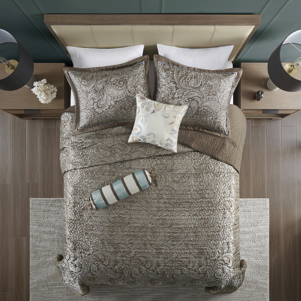 Wapsi Brown Blue 12 Pc Full Comforter Set - Thumbnail - Image 7