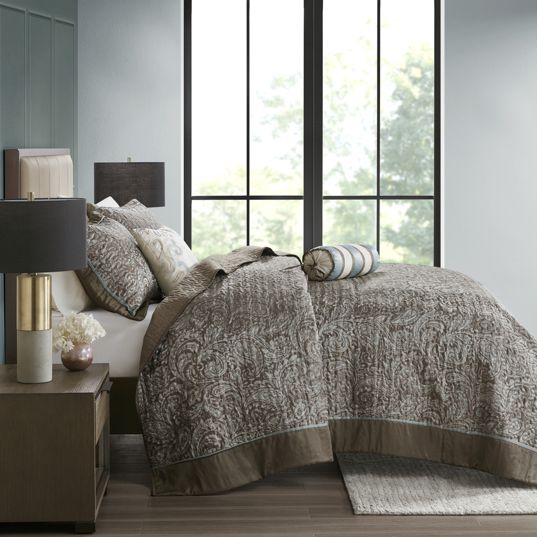 Wapsi Brown Blue 12 Pc Full Comforter Set - Thumbnail - Image 8