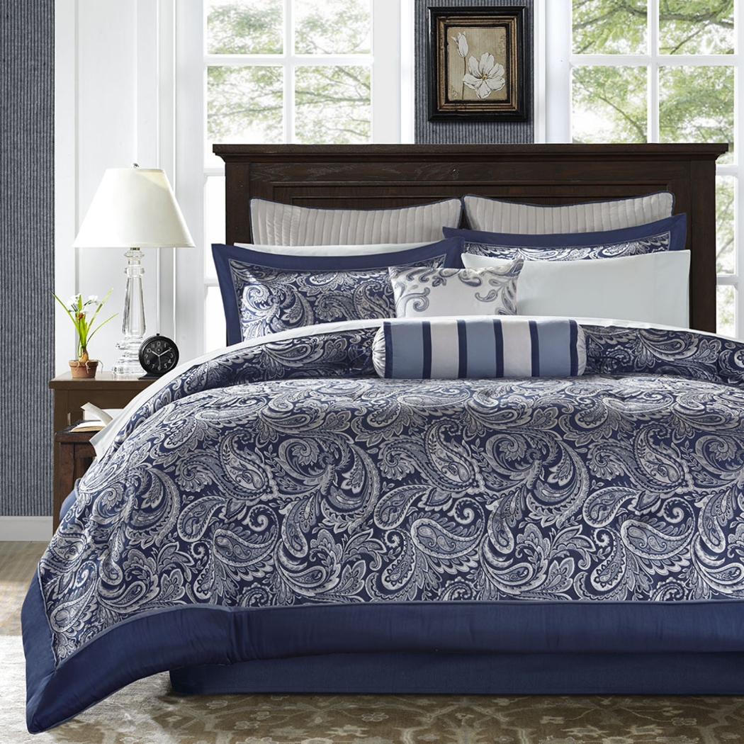 Wapsi Navy 12 Pc Queen Comforter Set - Thumbnail - Image 1