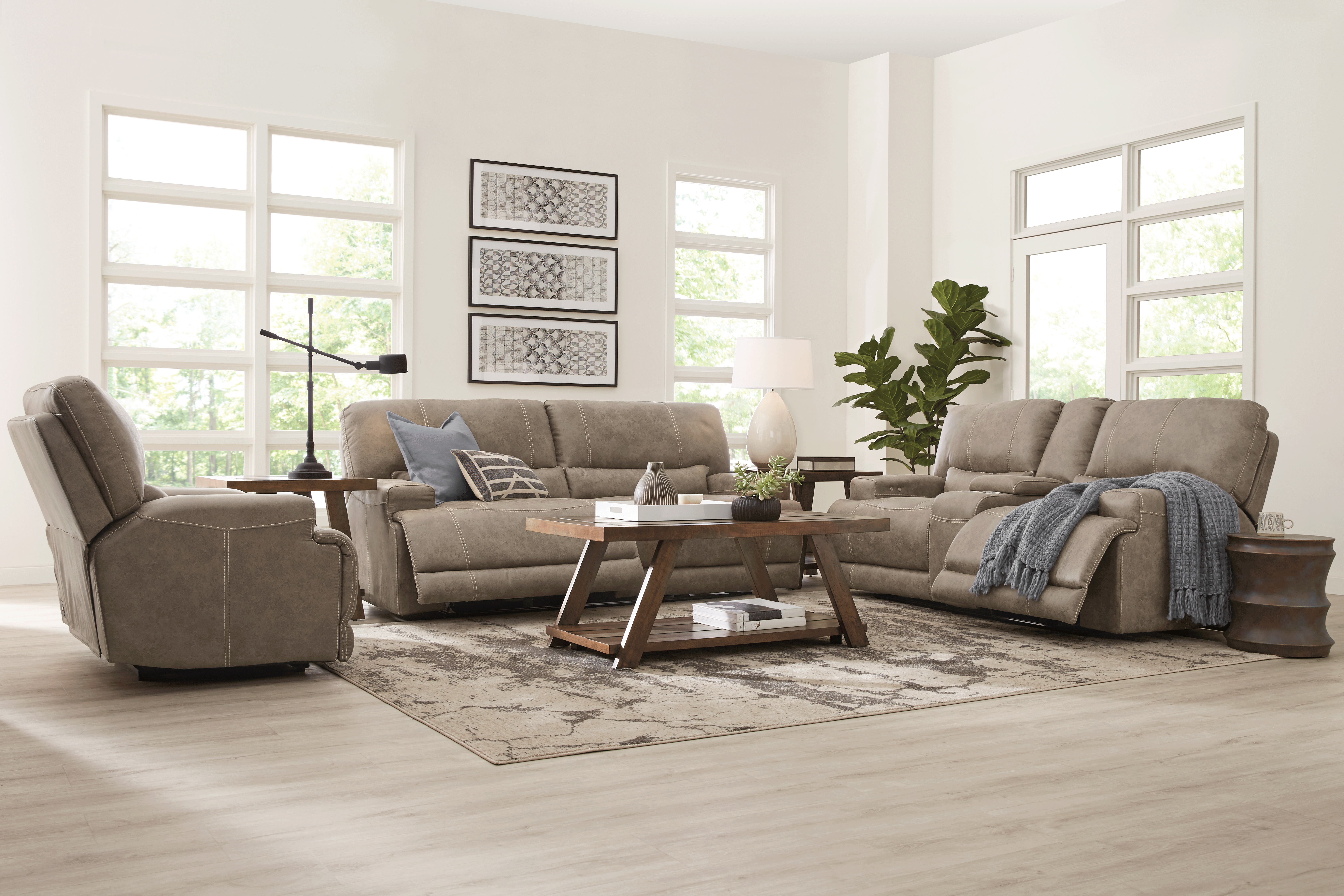 Warrendale Beige 5 Pc Power Reclining Living Room - Thumbnail - Image 1