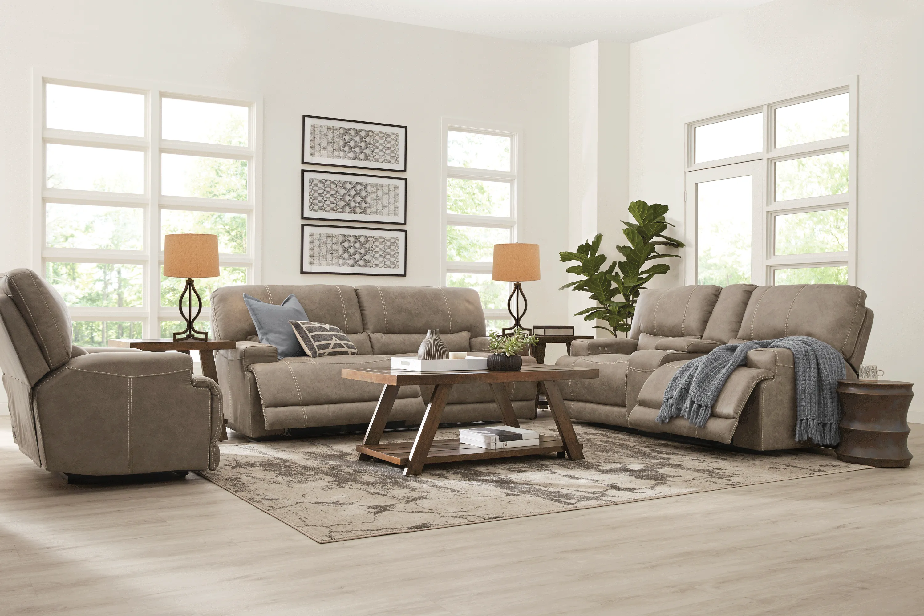 Warrendale Beige 5 Pc Power Reclining Living Room - Thumbnail - Image 1