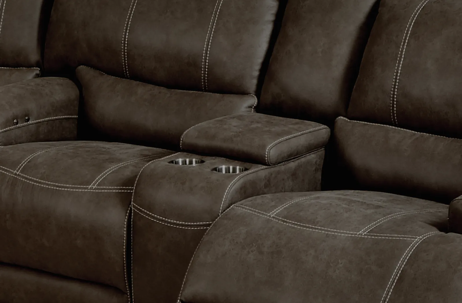 Warrendale Chocolate 5 Pc Power Reclining Sectional Living Room Plus 70 in. TV - Thumbnail - Image 5