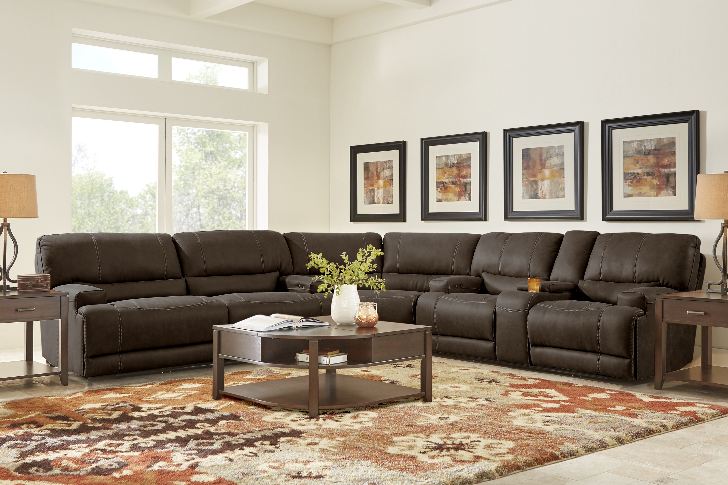 Warrendale Chocolate 3 Pc Power Reclining Sectional - Thumbnail - Image 2