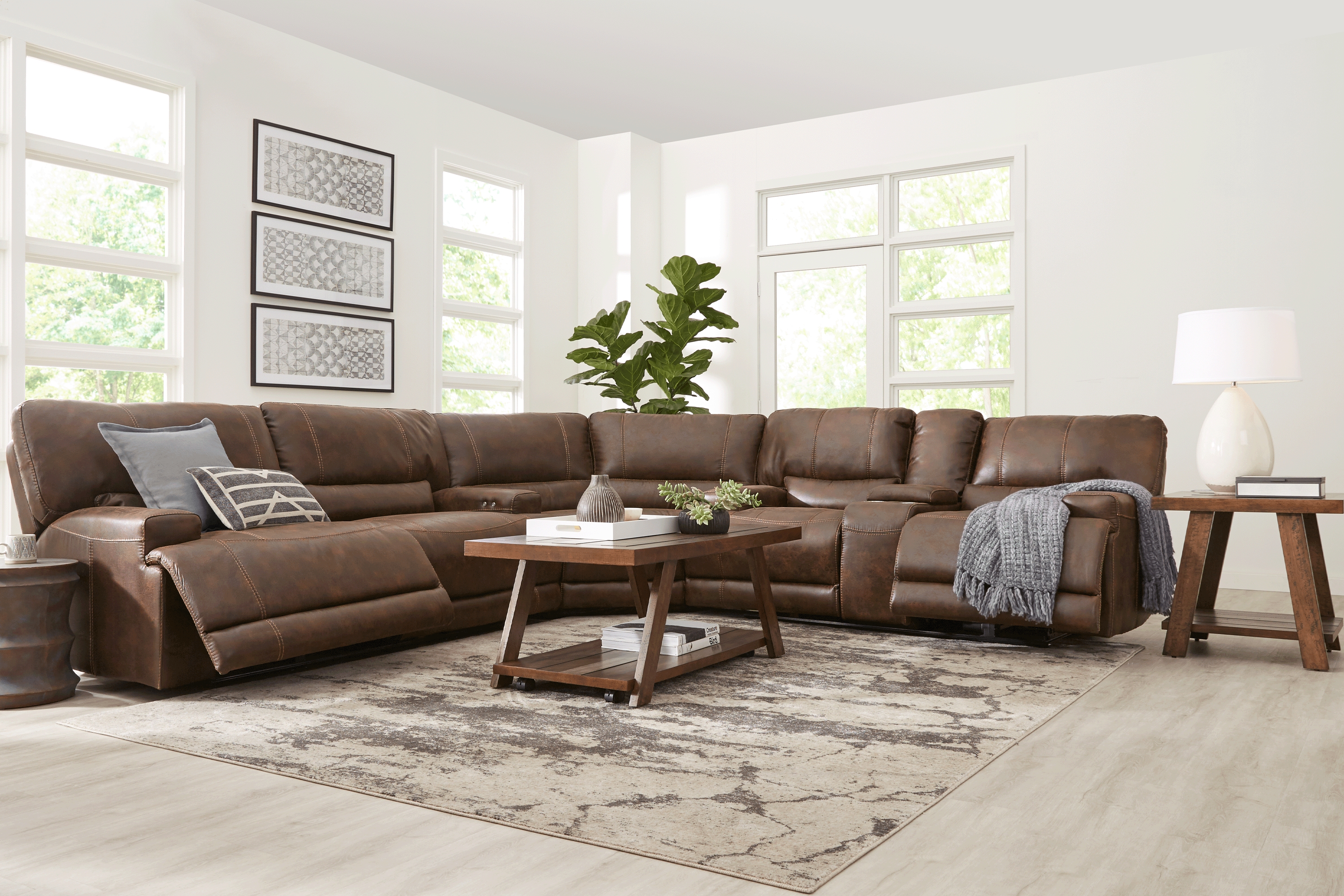 Warrendale Chocolate 3 Pc Power Reclining Sectional - Thumbnail - Image 2