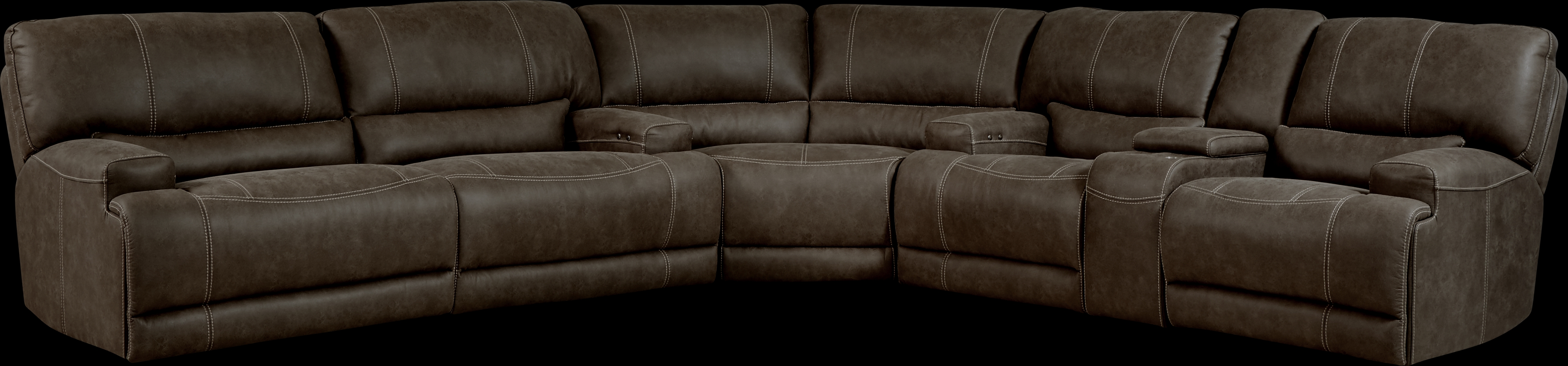 Warrendale Chocolate 6 Pc Power Reclining Sectional Living Room - Thumbnail - Image 2