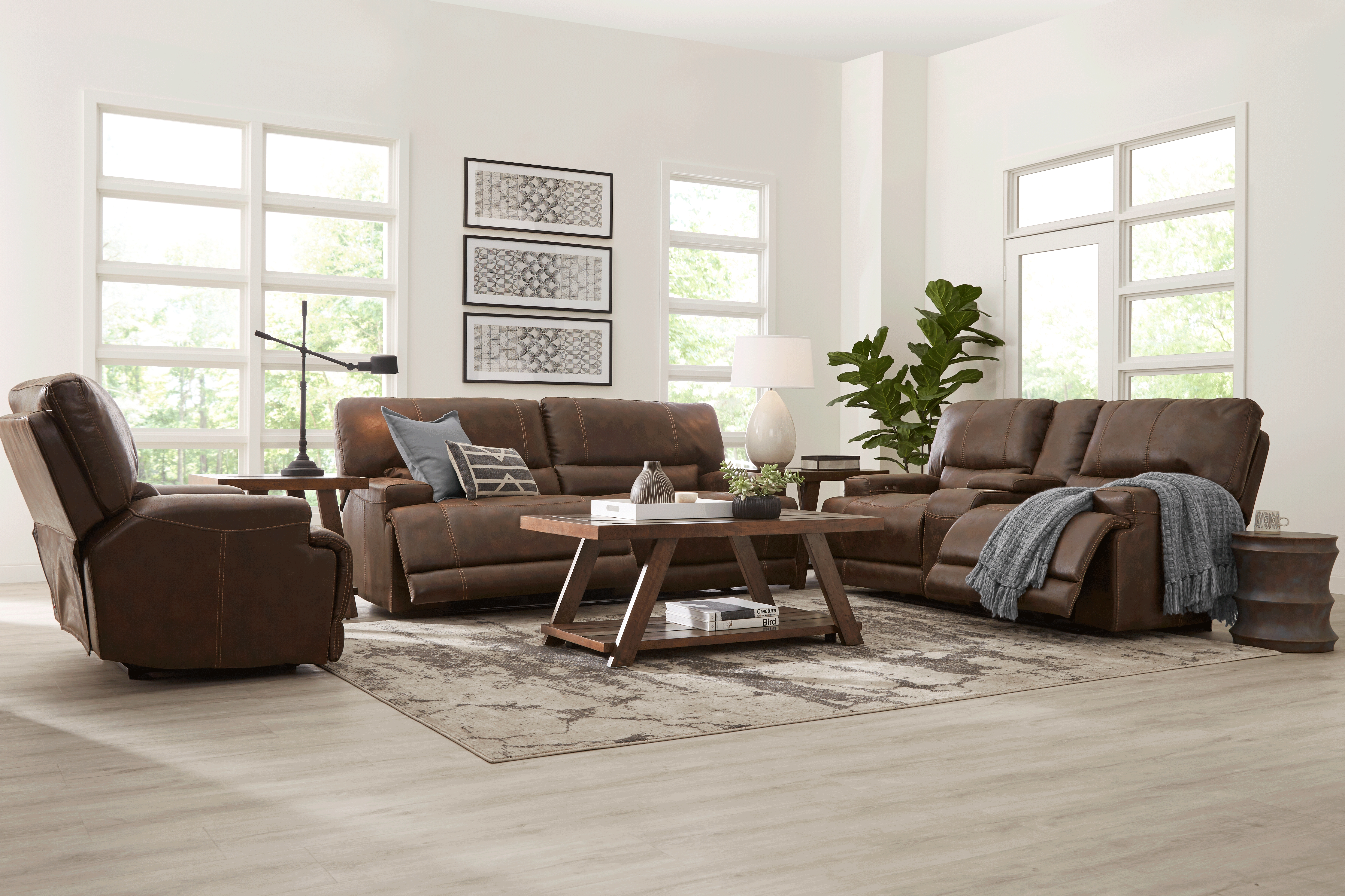 Warrendale Chocolate 5 Pc Power Reclining Living Room - Thumbnail - Image 1