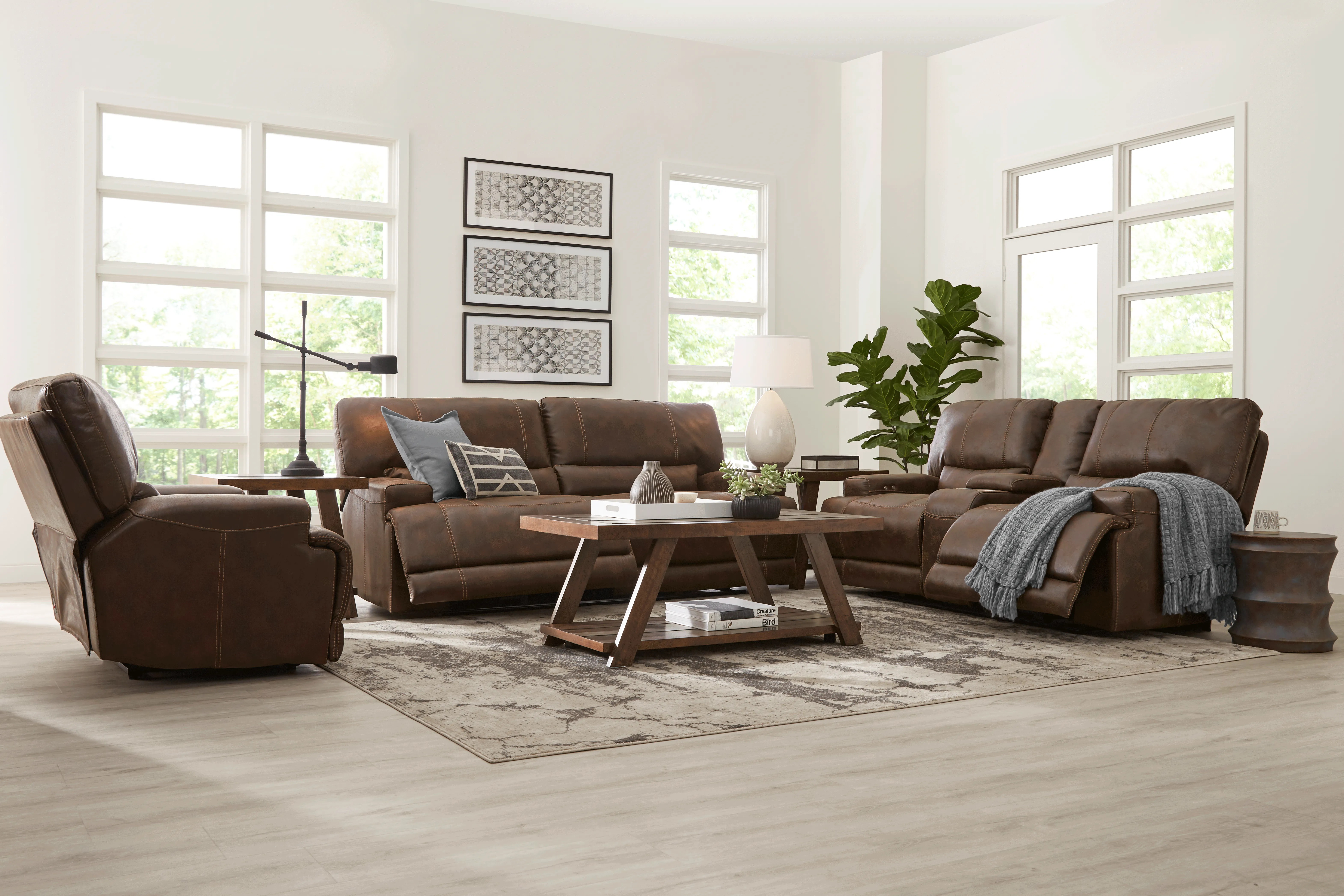 Warrendale Chocolate 8 Pc Power Reclining Living Room - Thumbnail - Image 1