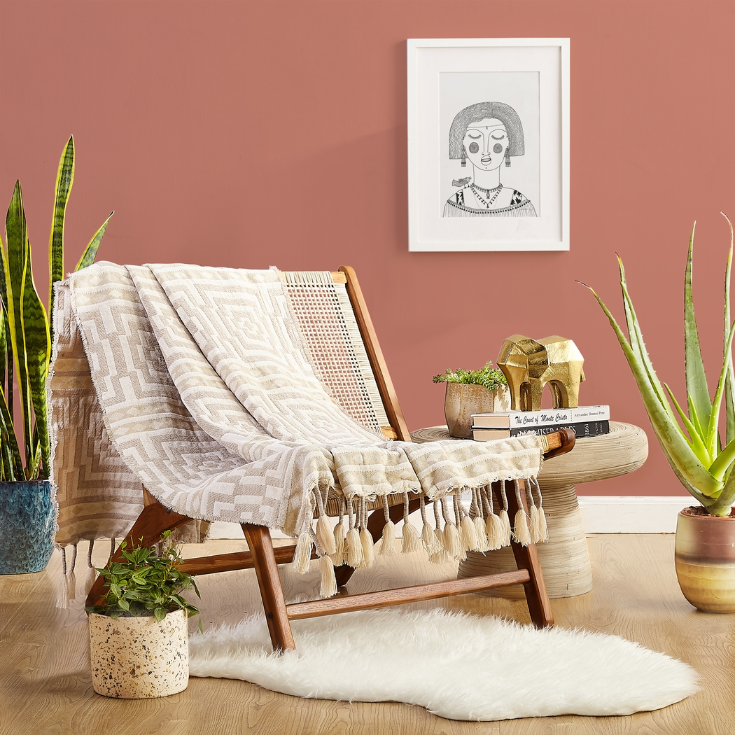 Washentaw Taupe Throw Blanket - Thumbnail - Image 1