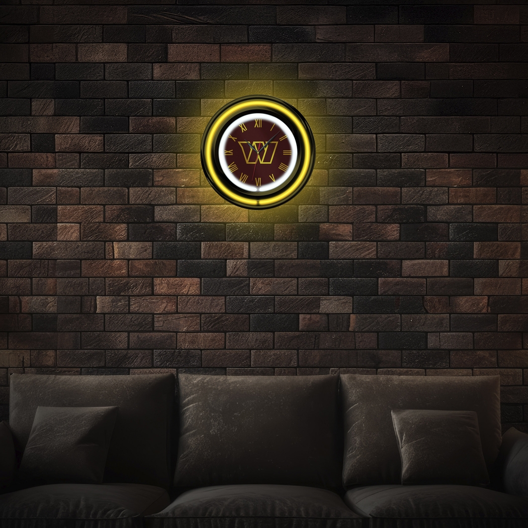 Washington Commanders Burgundy Neon Wall Clock - Thumbnail - Image 2