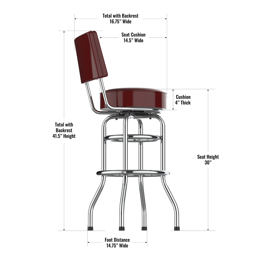 Washington Commanders Burgundy Swivel Barstool with Back - Thumbnail - Image 4