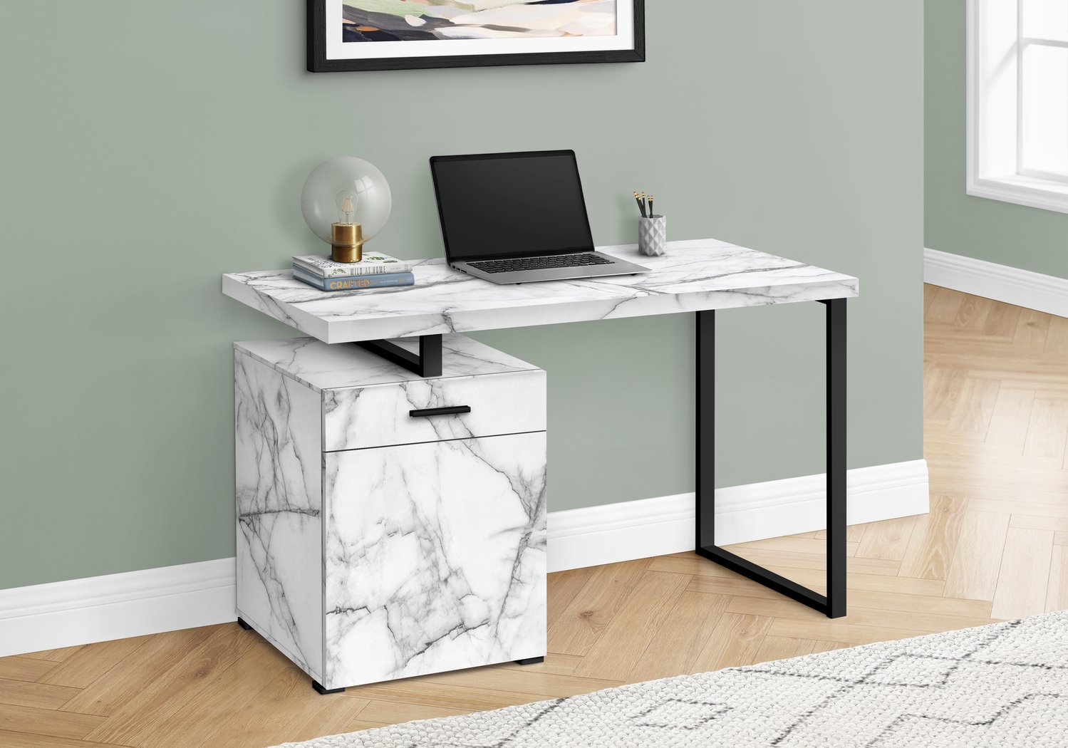 Washita White Marble Desk - Thumbnail - Image 3