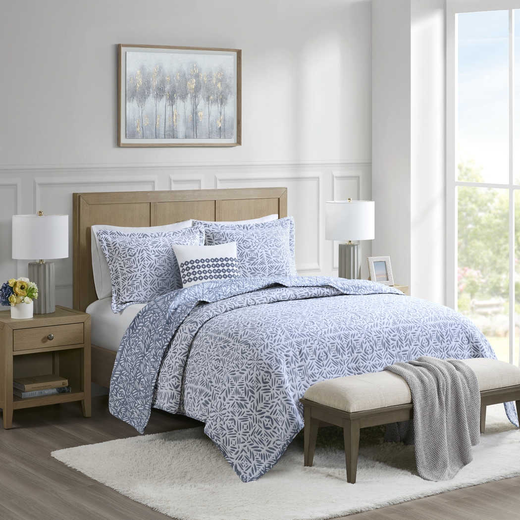 Washmon Blue 4 Pc Full/Queen Coverlet Set - Thumbnail - Image 2
