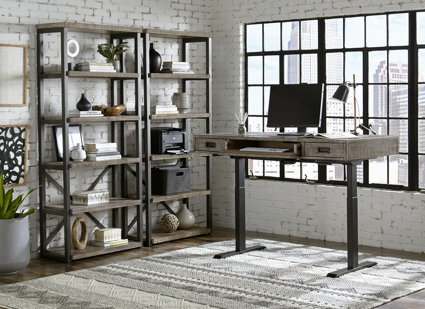 Water Mill Gray Adjustable Desk - Image 7