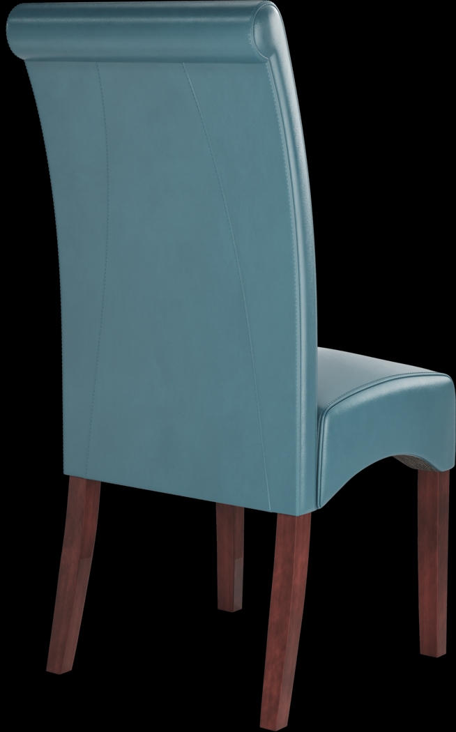 Delmon Walnut 5 Pc Oval Dining Set with Blue Chairs - Thumbnail - Image 6