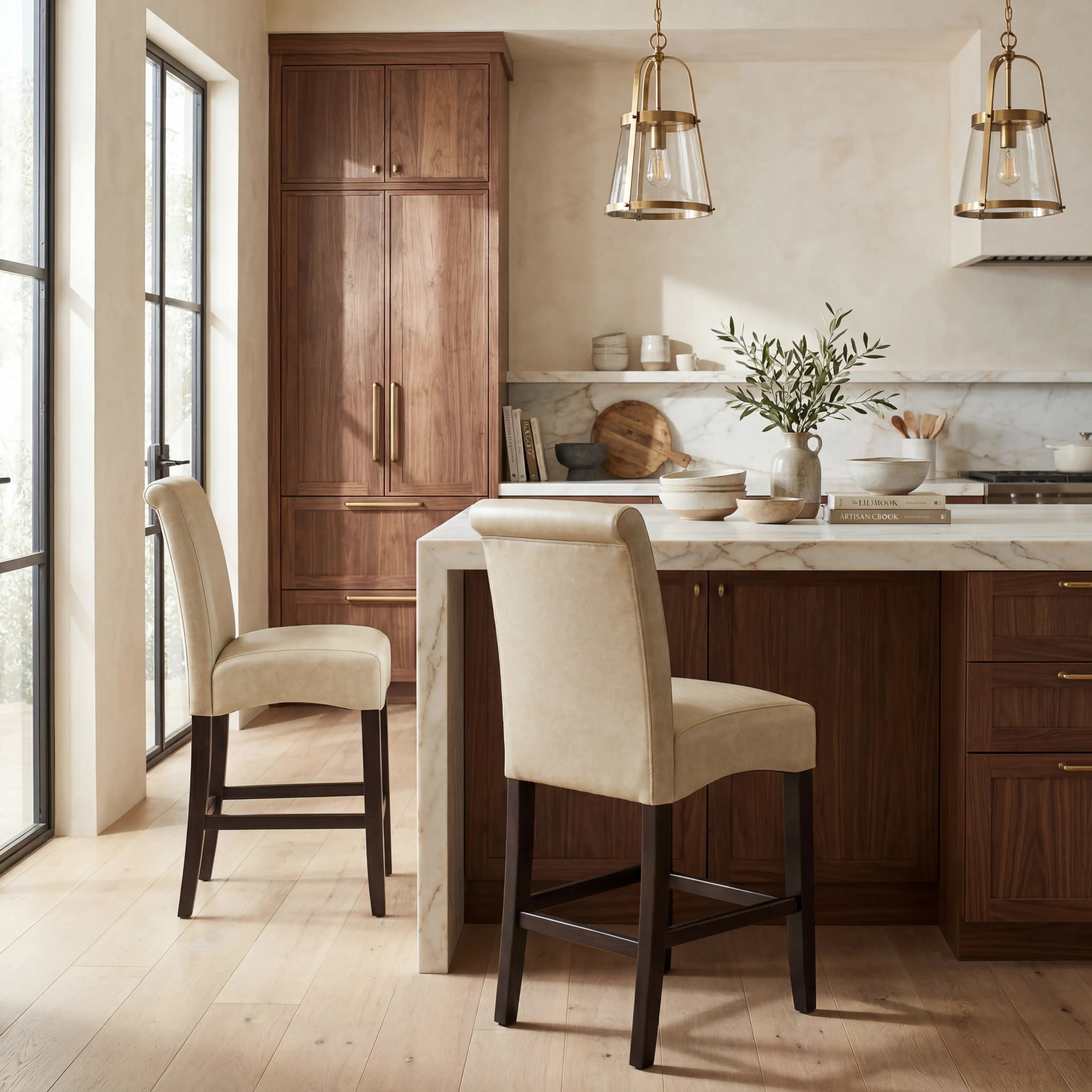 Ciara Espresso 5 Pc 48" Round Counter Height Dining Room with Champagne Stools - Thumbnail - Image 7