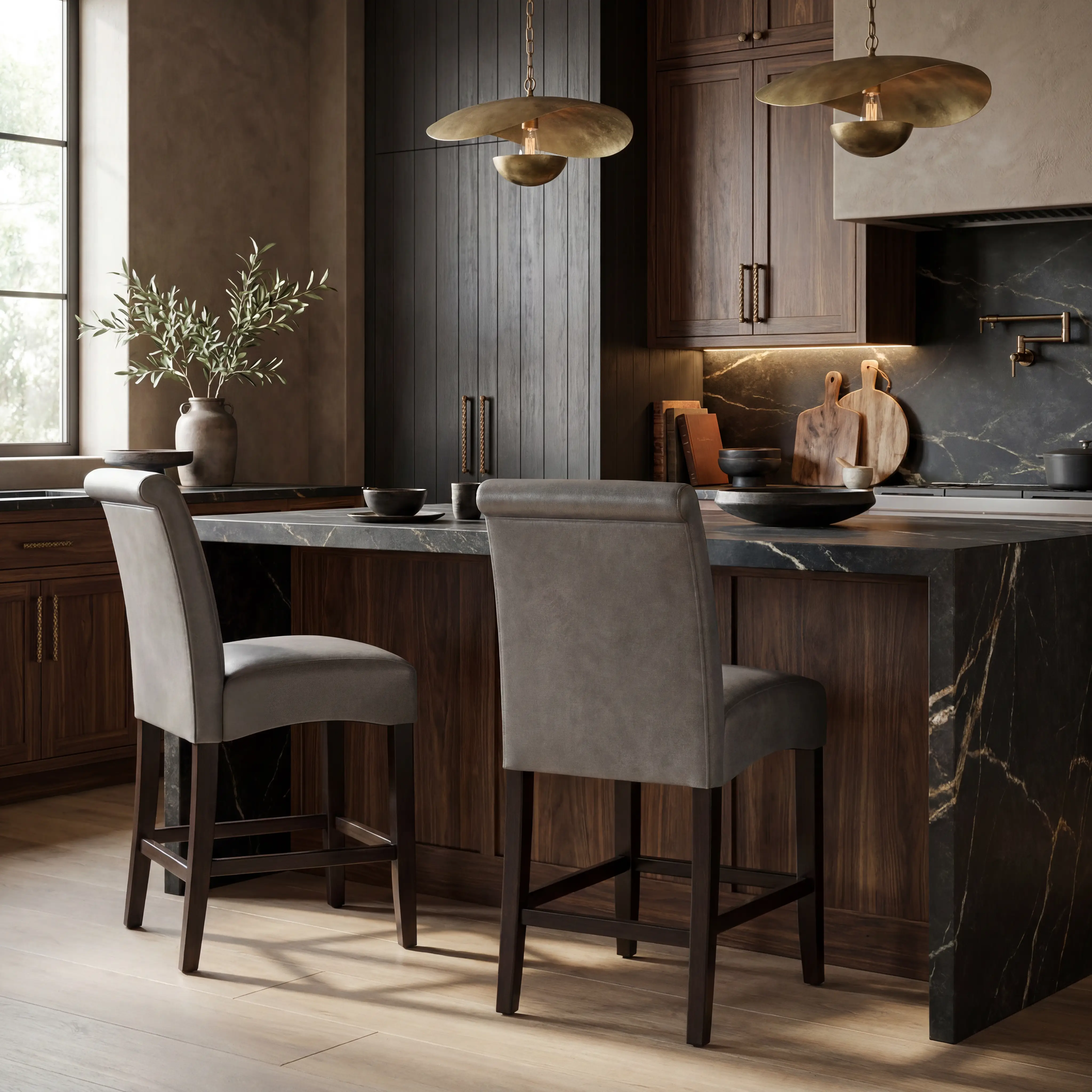 Ciara Espresso 5 Pc 48" Round Counter Height Dining Room with Gray Stools - Thumbnail - Image 7