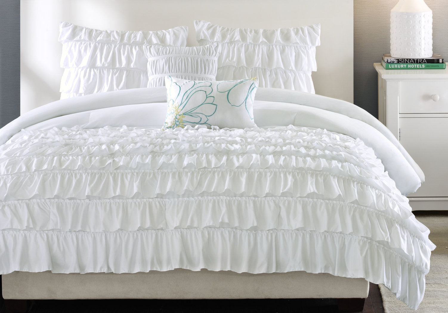 Waterfall Valley White 5 Pc Twin Bed Set - Thumbnail - Image 1