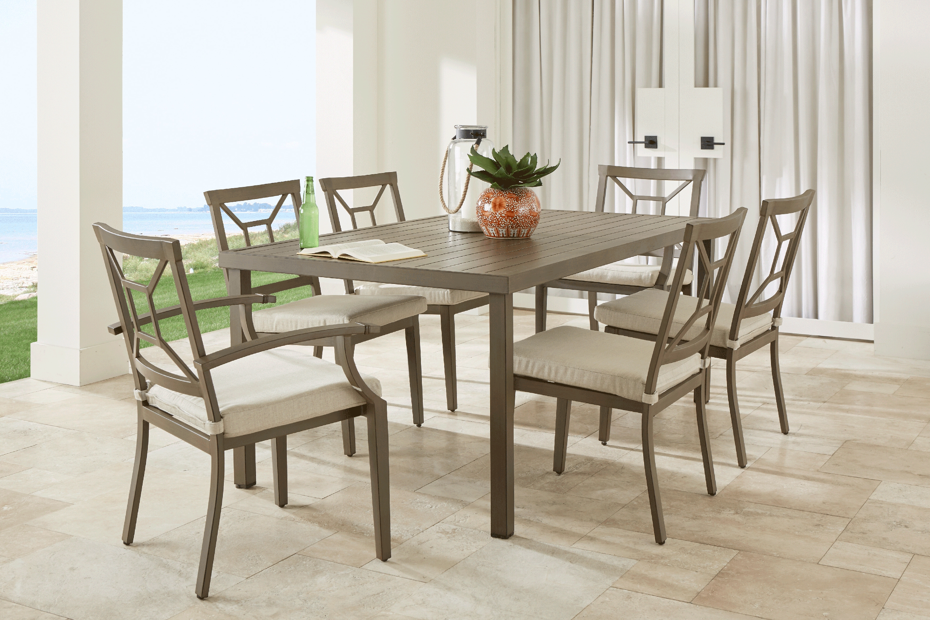 Waterfront Bronze 5 Pc Rectangle Outdoor Dining Set - Thumbnail - Image 1