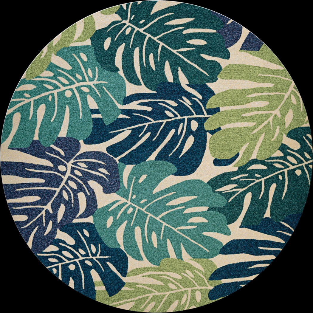 Waterside Wade Green 7'10 Indoor/Outdoor Round Rug - Thumbnail - Image 1