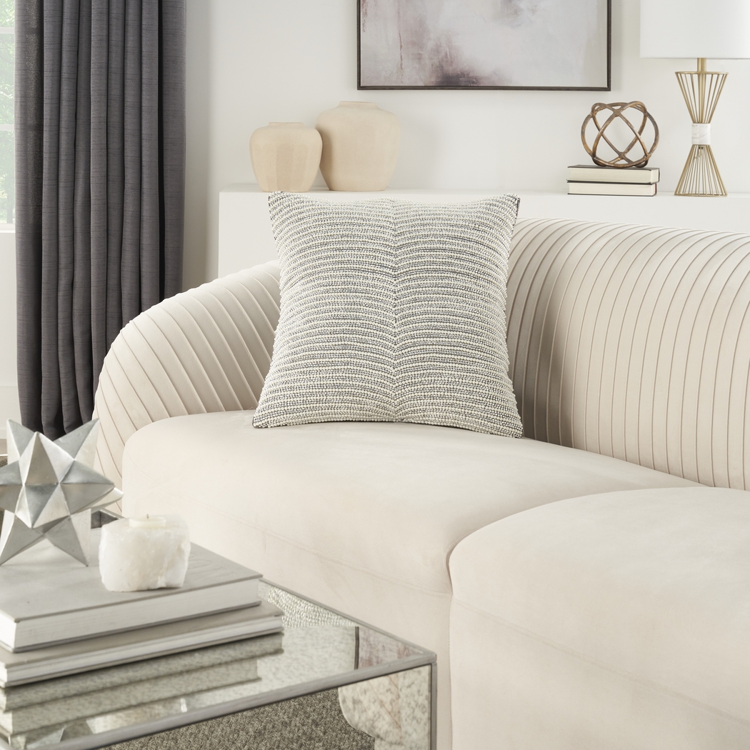 Watersong Ivory/Silver Accent Pillow - Thumbnail - Image 2