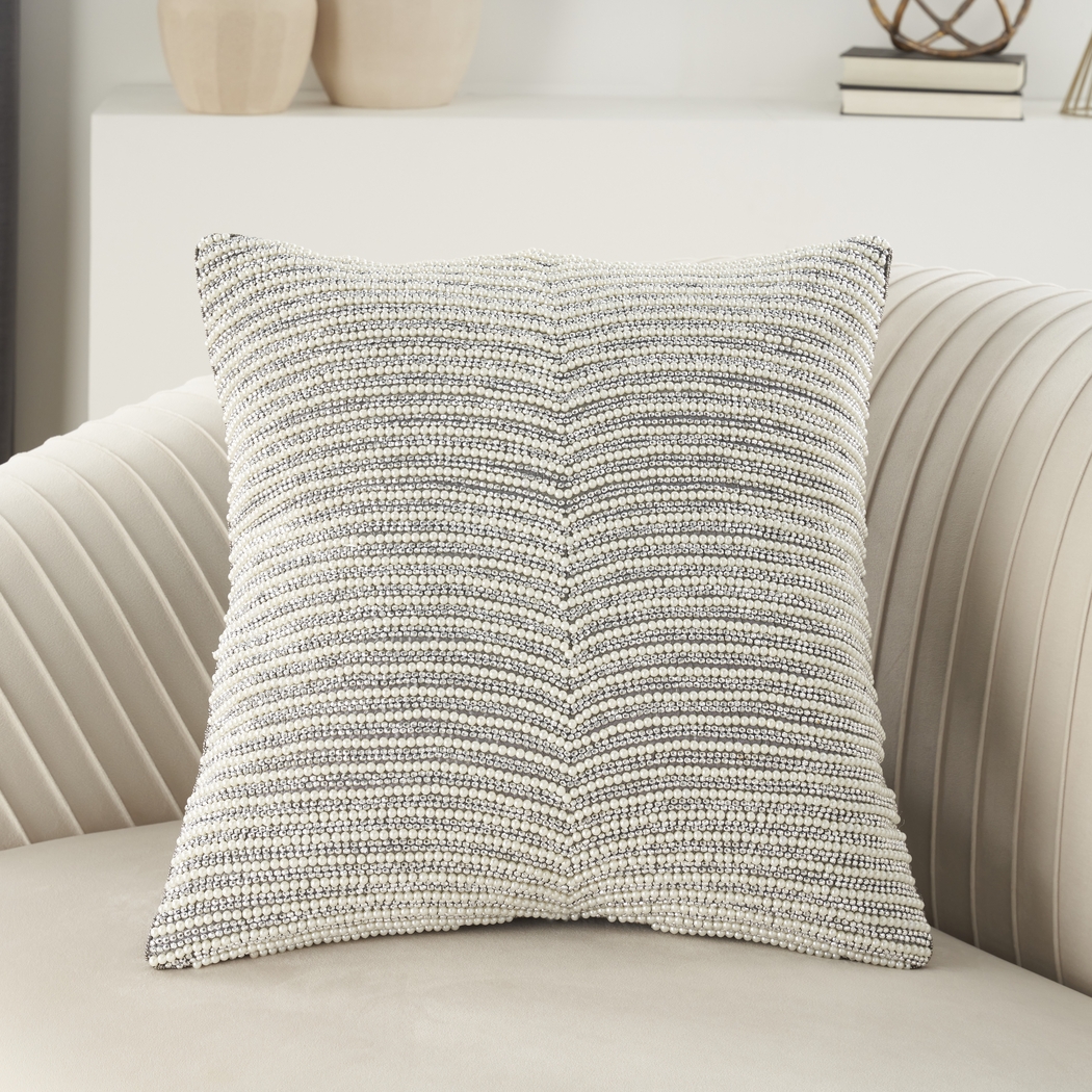 Watersong Ivory/Silver Accent Pillow - Thumbnail - Image 3