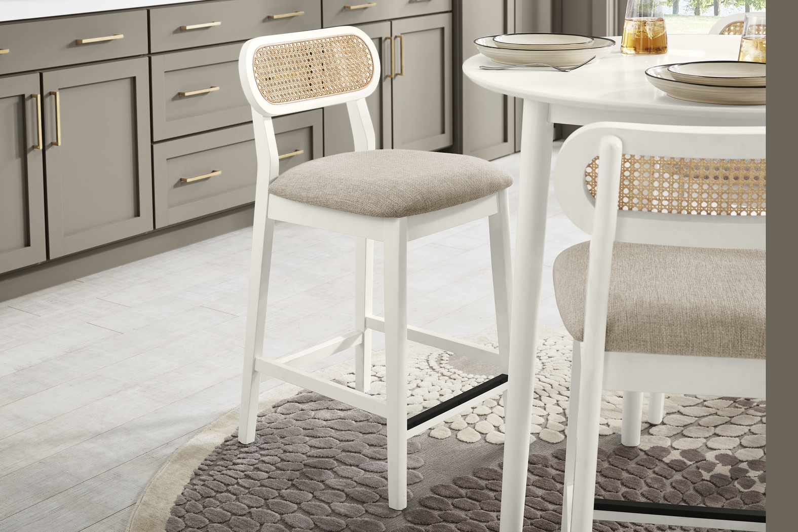 Watertown White Round Counter Height Stool - Thumbnail - Image 2