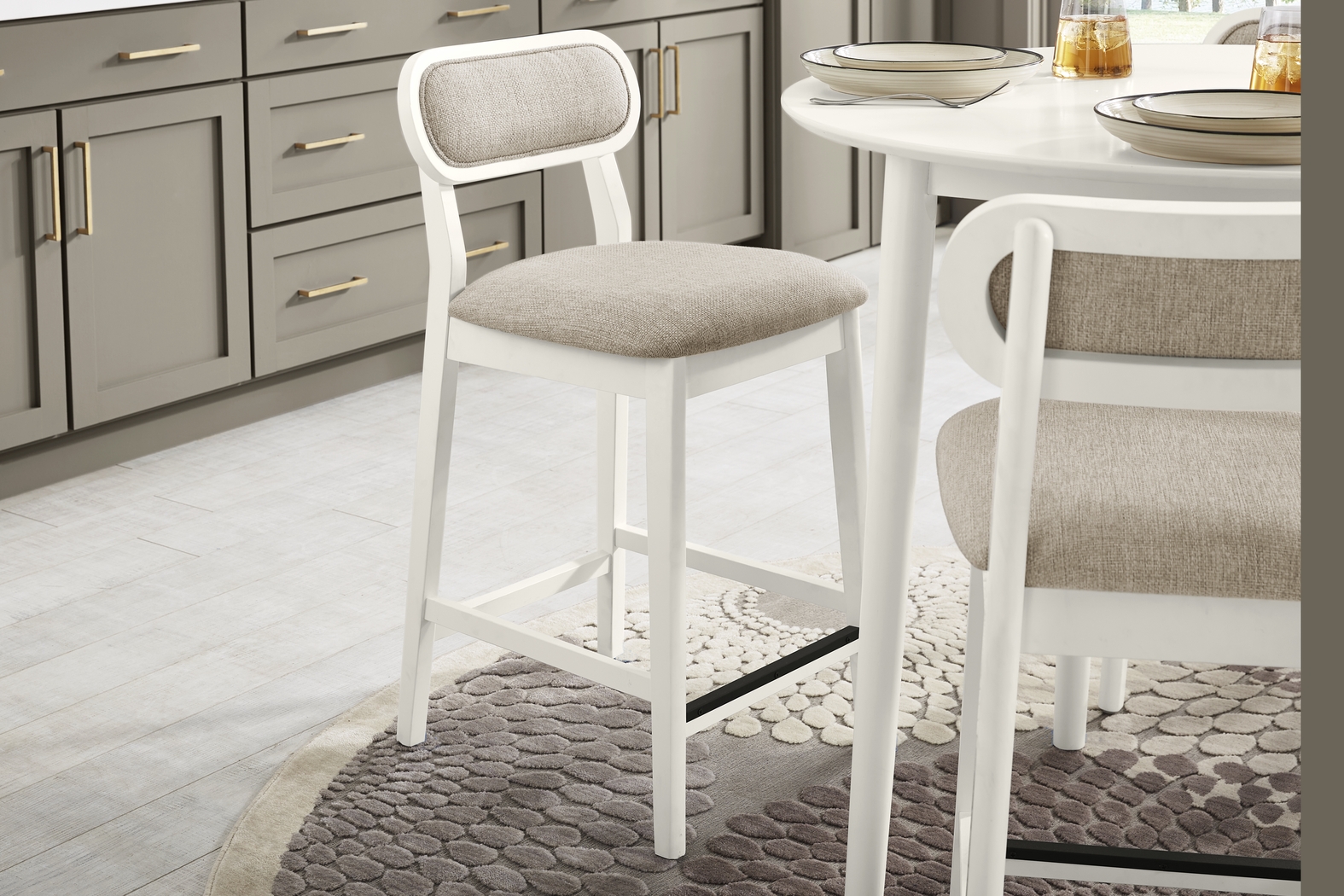 Watertown White Upholstered Counter Height Stool - Thumbnail - Image 3
