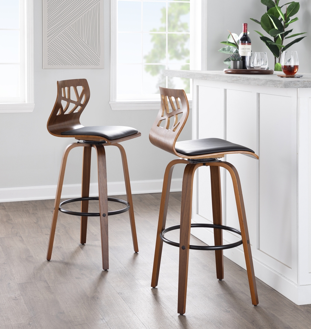 Watsonia Black Swivel Barstool, Set of 2 - Thumbnail - Image 2