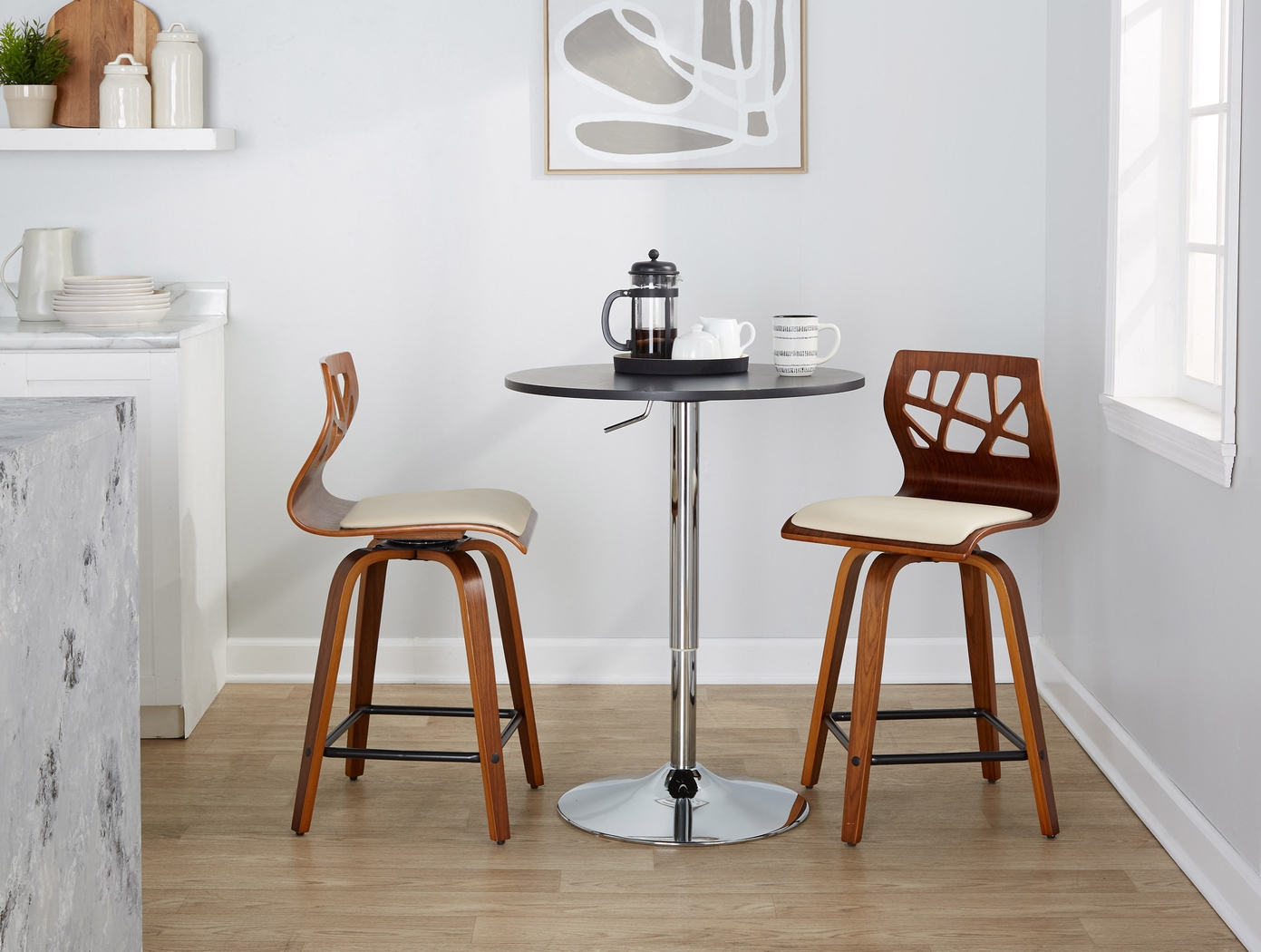 Watsonia II Cream Swivel Counter Height Stool, Set of 2 - Thumbnail - Image 2