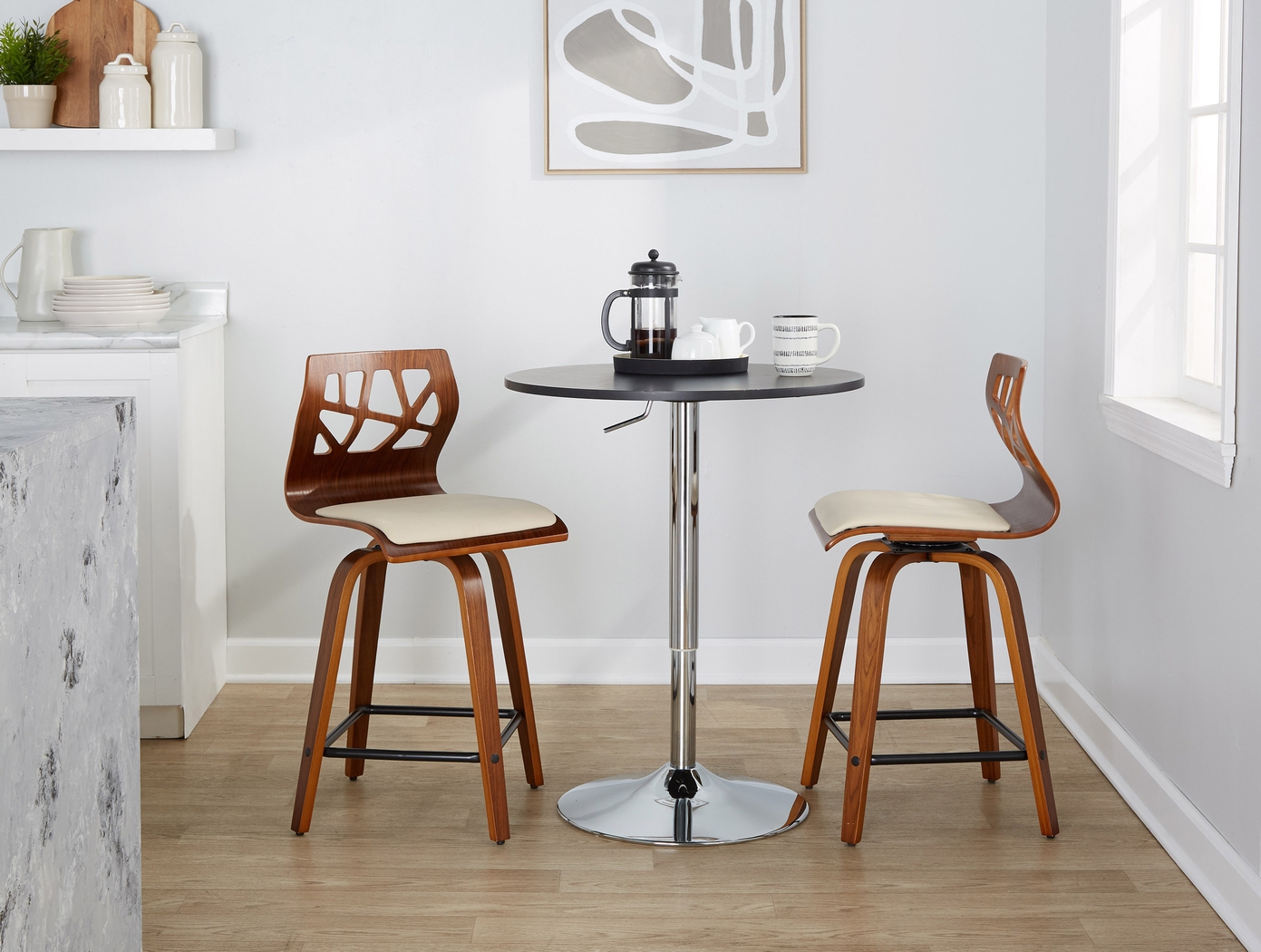 Watsonia II Cream Swivel Counter Height Stool, Set of 2 - Thumbnail - Image 3