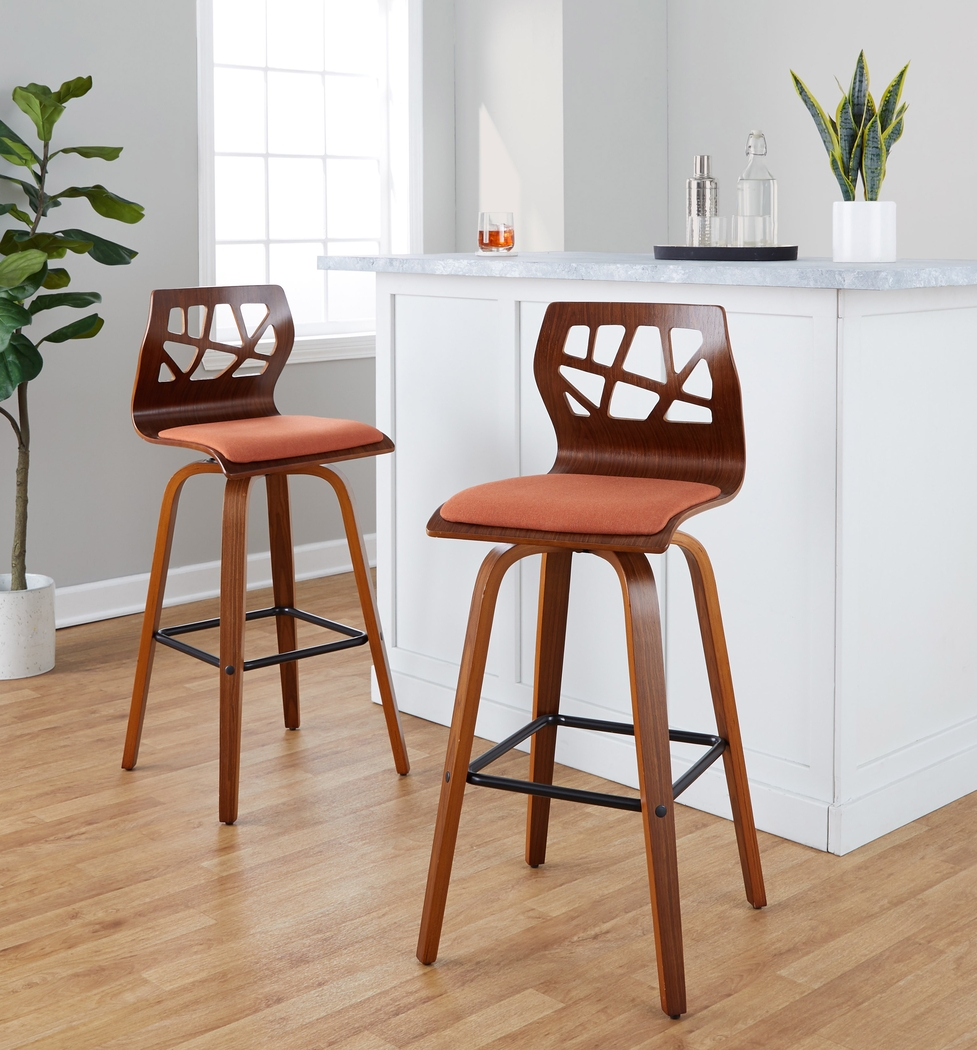 Watsonia II Orange Swivel Barstool, Set of 2 - Thumbnail - Image 4