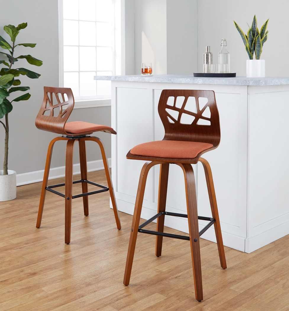 Watsonia II Orange Swivel Barstool, Set of 2 - Thumbnail - Image 5