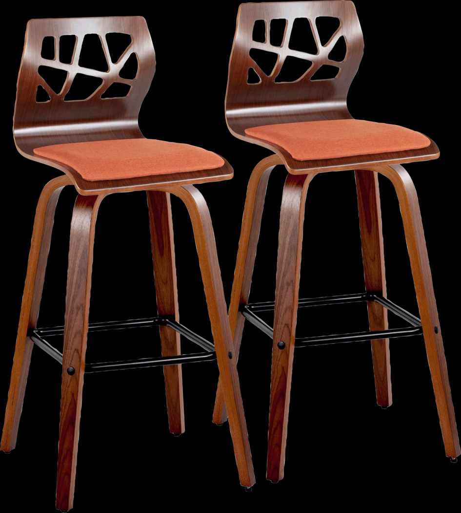 Watsonia II Orange Swivel Barstool, Set of 2 - Thumbnail - Image 1
